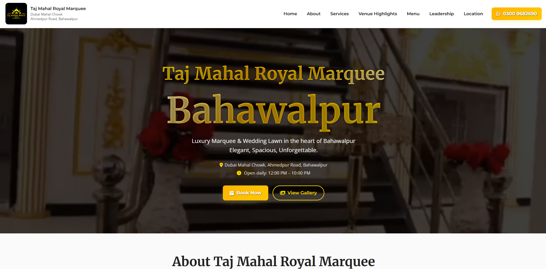 Taj Mahal Royal Marquee website preview